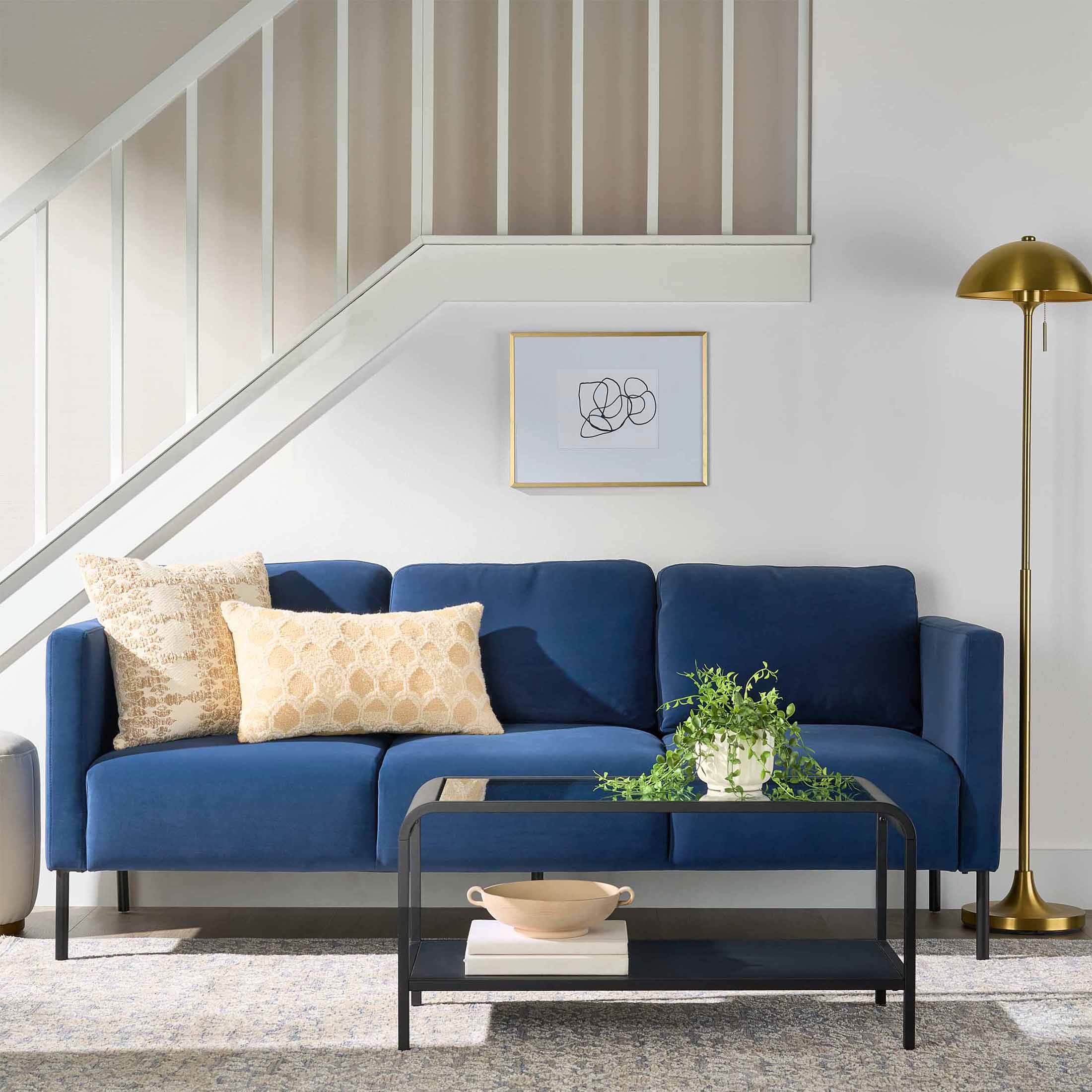 Better Homes & Gardens Wyatt 78-inch velvet sofa in Blue Cove
