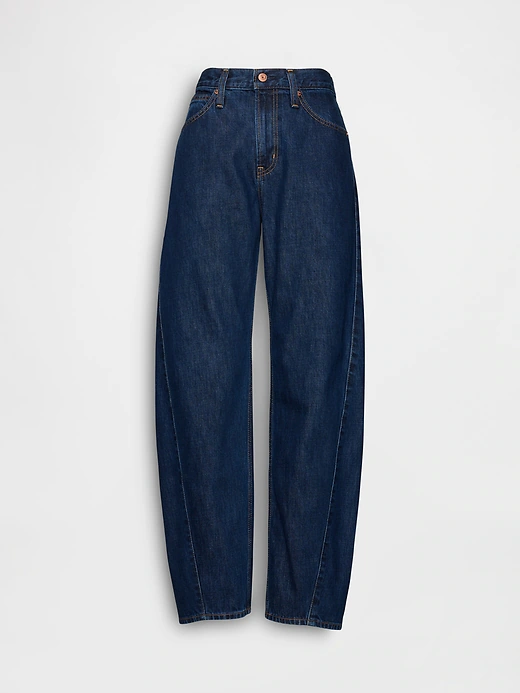 Gap High Rise Barrel Jeans in Dark Rinse denim