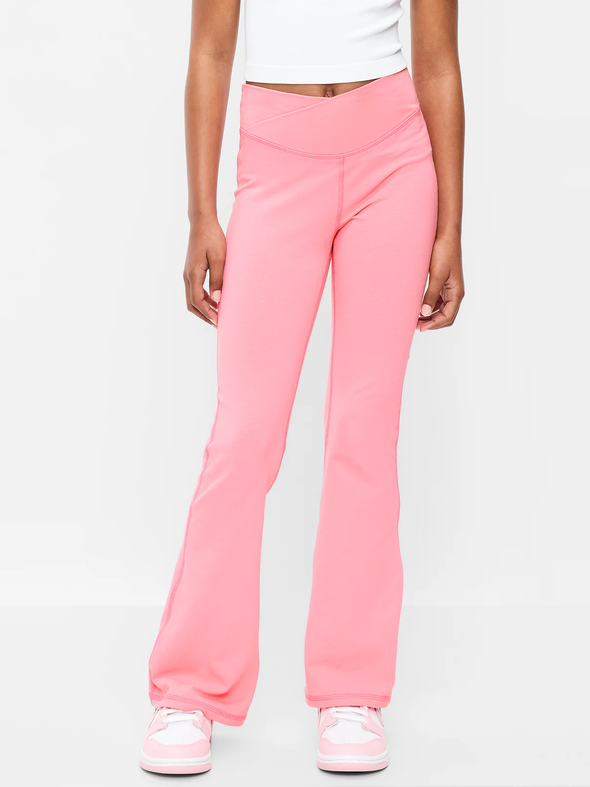 Old Navy High-Waisted PowerChill Crossover Flared Leggings for Girls in Light Peony