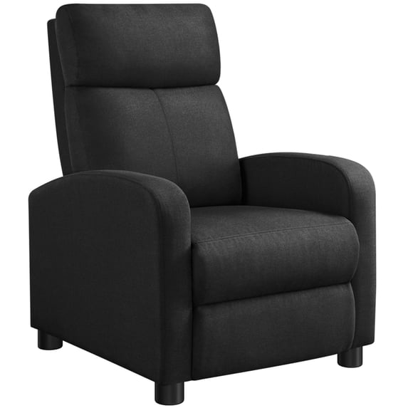 Renwick fabric push-back theater recliner chair with footrest in blue